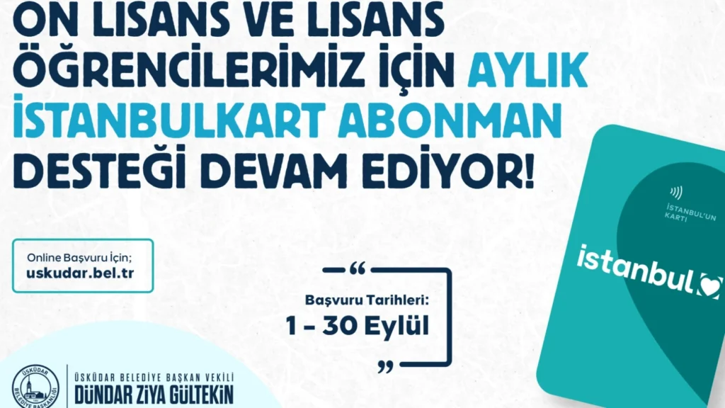 Üsküdar’da Üniversite Öğrencilerine Ulaşım Desteğinde Başvuru Süresi 30 Eylül’e Uzatıldı