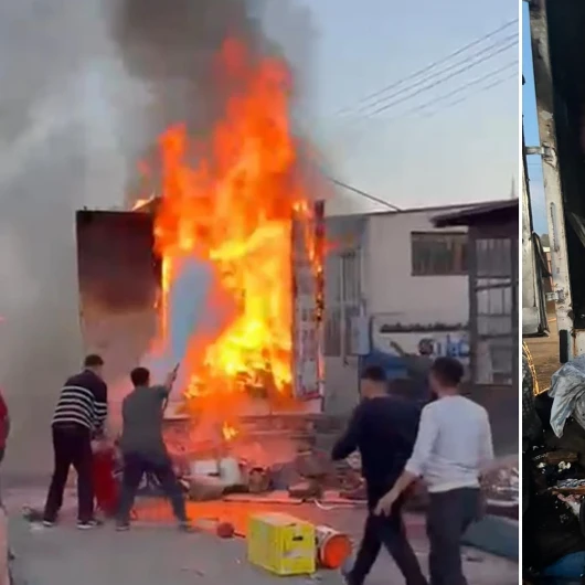 Kars OSB'de ev eşyası yüklü TIR dorsesi yandı