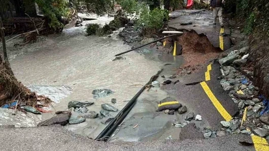 Sakarya'da sel büyük tahribat: yollar hasar gördü, ağaçlar devrildi