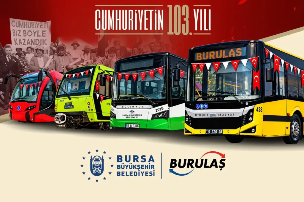 Bursa'da 29 Ekim'de toplu ulaşım 25 saat ücretsiz olacak