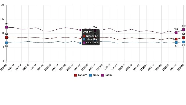 İşgücü istatistikleri Eylül 2026: İşsizlik %8,4’e yükseldi