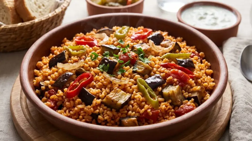 Patlıcanlı bulgur pilavı tarifi: Sebzeli ev yapımı lezzet