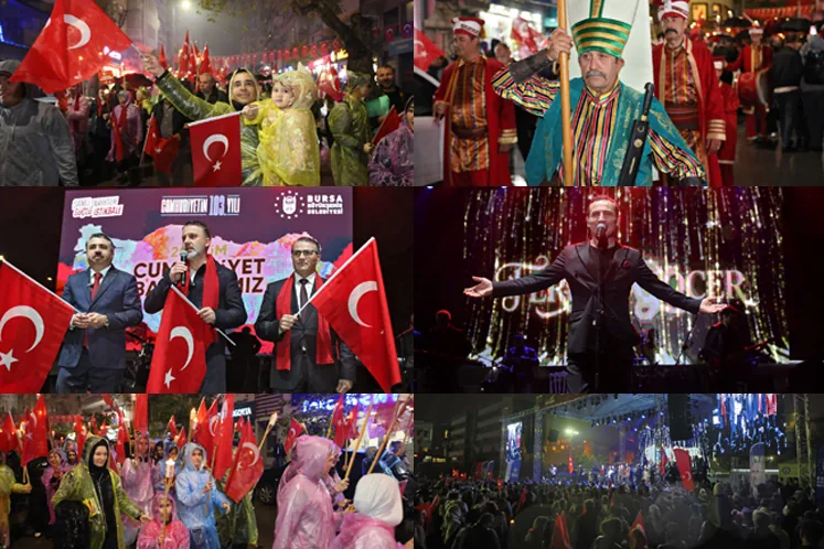 Bursa'da Cumhuriyet Bayramı kutlamaları yağmura rağmen coştu